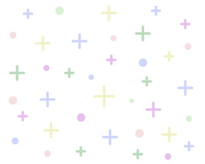 Set of geometric shapes for the background. Plus sign and circles. Vector flat style, shapes illustration isolated on white background.