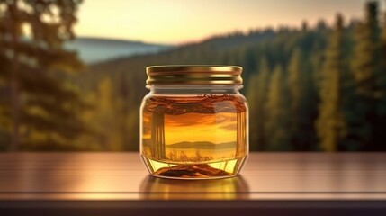 Fresh honey in a jar. Generative AI