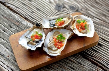 Sensory Delight: Exquisite Close-Up of Fresh Raw Oysters in Shell, Captured in 4K Resolution
