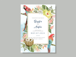 wedding invitation watercolor floral tropical