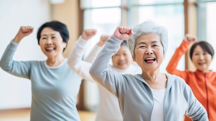 高齢者がスポーツジムでトレーニング【AI生成】