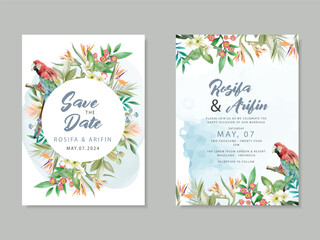 wedding invitation watercolor floral tropical