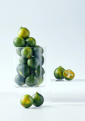 Green kumquat a refreshing citrus sensation. Hi- res stock photography