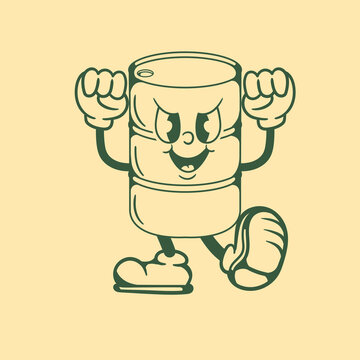 Vintage character design of a barrel