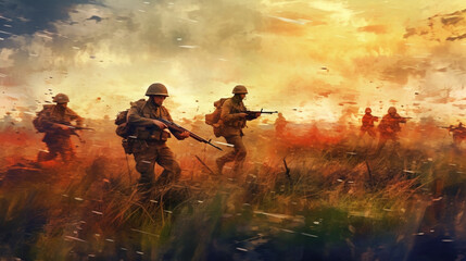 soldiers in action. Generative Ai. 