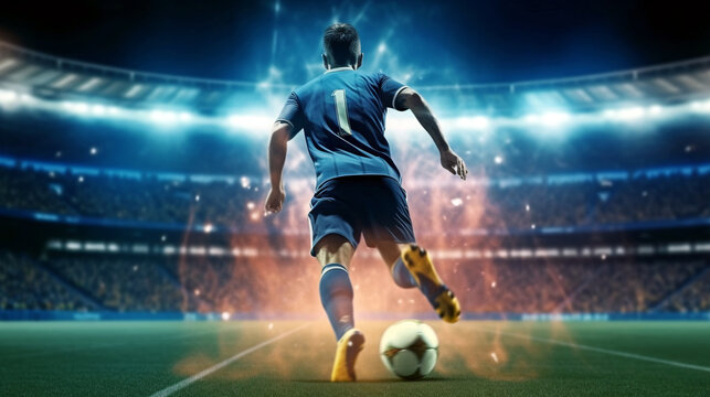 soccer player kicking ball. Generative Ai. 