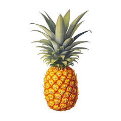Fototapeta premium Botanical illustration ripe pineapple, PNG. Generative AI
