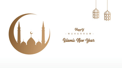 poster banner wallpaper template design for muharram islamic new year celebration