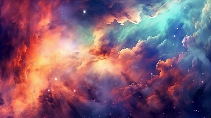 Obraz na płótnie Canvas Colorful space galaxy cloud nebula. Starry night cosmos. Universe science astronomy. Supernova background wallpaper, nebula in space, Generative AI