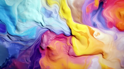 alcohol ink liquid art mixture of colors creating unusual shapes. Generative Ai. 