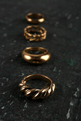 Beautiful rings on black background