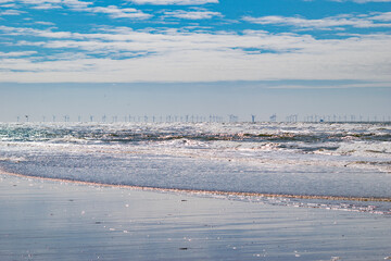 Blavand beach northern sea, wind park