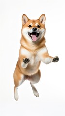 Obraz premium Happily Jumping Shiba Inu