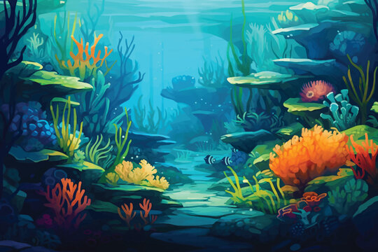 painting of underwater world scene 