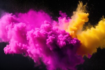 Fototapeta na wymiar Pink and yellow dust cloud colliding