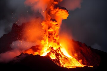 Fototapeta na wymiar realistic image of a volcanic eruption, ai generated