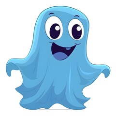 Blue cartoon ghost isolated on white, ai generated