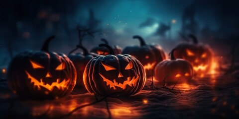 AI Generated. AI Generative. Halloween spooky boo scary horro night pumpkin with candle lantern. Decoration mist holiday. Graphic Art Шддгыекфешщт