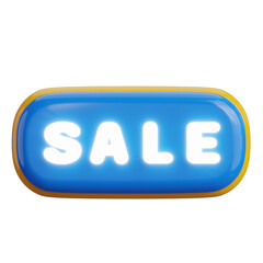 3d render of neon sale sign design,neon button.