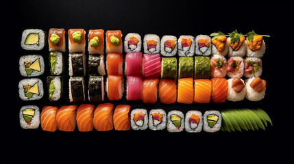 Naklejka premium Generative AI. DIY Sushi Rolls