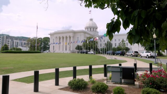 Alabama State Capitol building in Montgomery, Alabama with video at an angle stable.