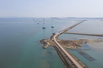 Fototapeta premium transmission tower on the sea 