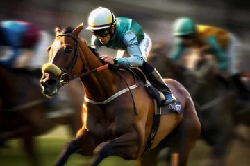 Foto auf Alu-Dibond A Horse Jockey in a Race, Generative AI © HRTNT Media