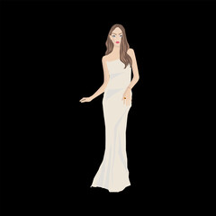 Beautiful female vector full body pose beige, black, red, yellow and purple. Design for composition fashion design.