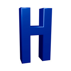 Blue alphabet letter h in 3d rendering for education, text concept