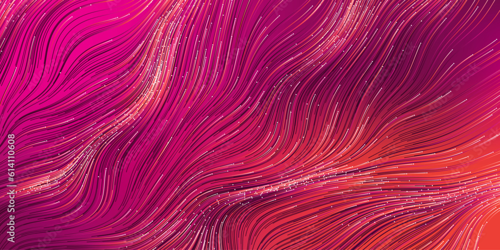Aufkleber purple and red wavy striped abstract background - dark colorful moving, flowing stream in curving li