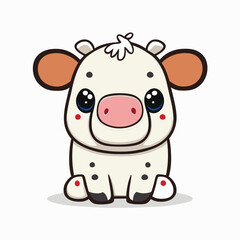   Cute Cartoon a Cow on white background