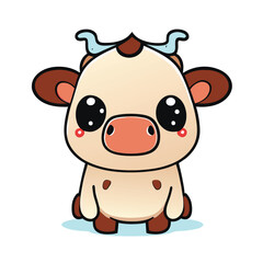   Cute Cartoon a Cow on white background