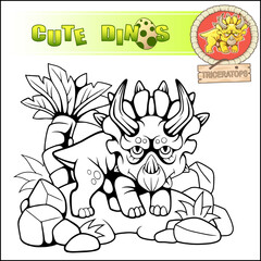 cute cartoon prehistoric dinosaur coloring book