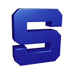 Blue alphabet letter s in 3d rendering for education, text concept