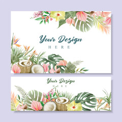 floral watercolor label collection set