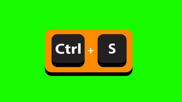 Animated green screen video pressing Ctrl S button suitable for creator content	