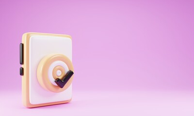 Target icon concept isolated on pink background. 3d rendering illustration