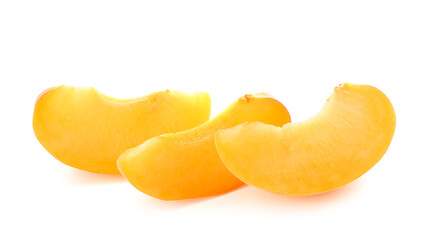 Pieces of ripe apricot isolated on white background