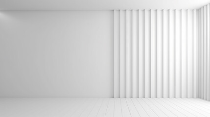 White room with white curtains, window and white floor, clean space, clear space, copy space, AI-Generated background