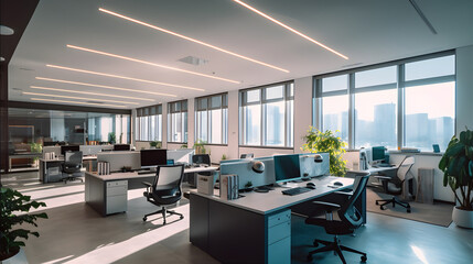 Modern Office View with futuristic minimal design.