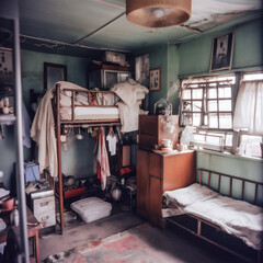Chinese style residential interior in the 1970s in China