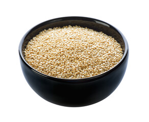 Quinoa in black bowl on transparent png