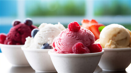 Frozen Yogurt  desserts in bowl. Food & Pastry Photography.