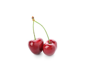 Sweet cherries on white background