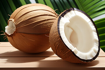 coconuts on a wooden table