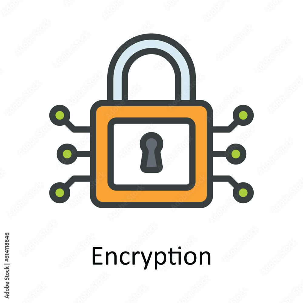 Poster encryption vector fill outline icon design illustration. network and communication symbol on white b
