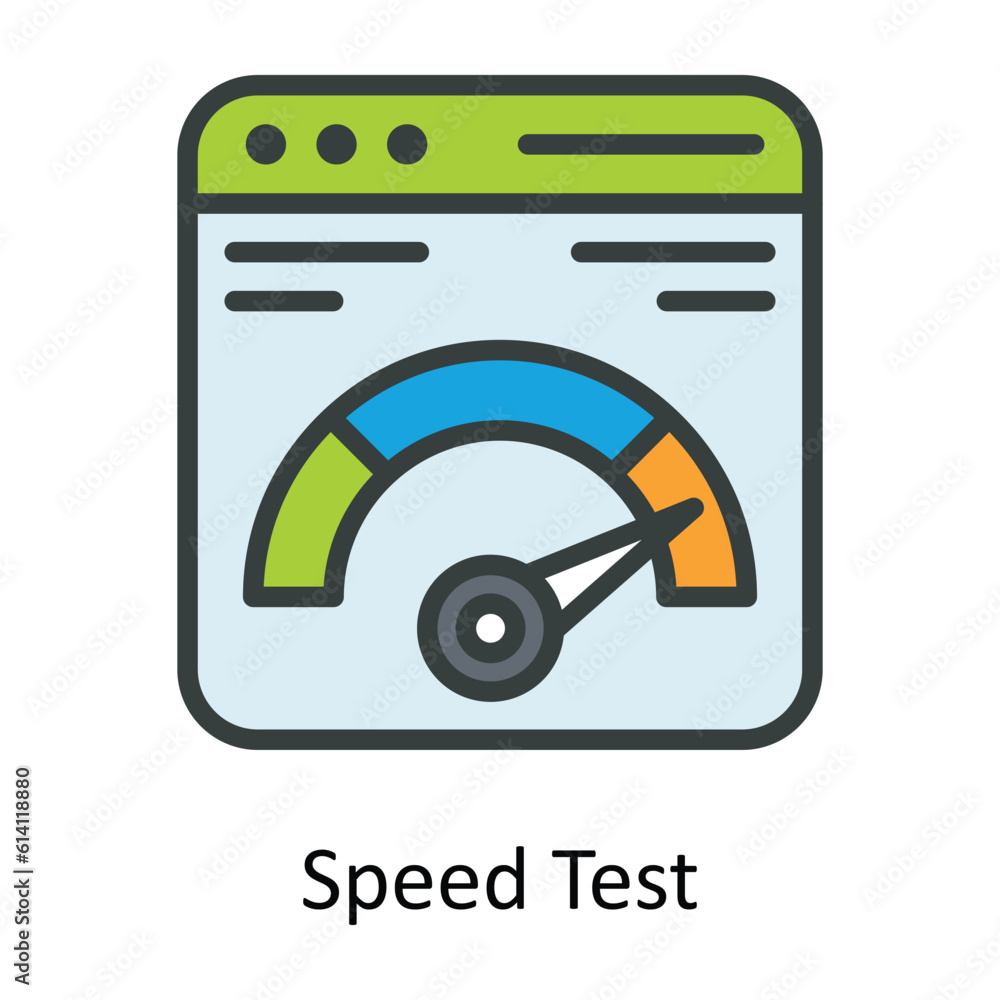 Poster speed test vector fill outline icon design illustration. network and communication symbol on white b