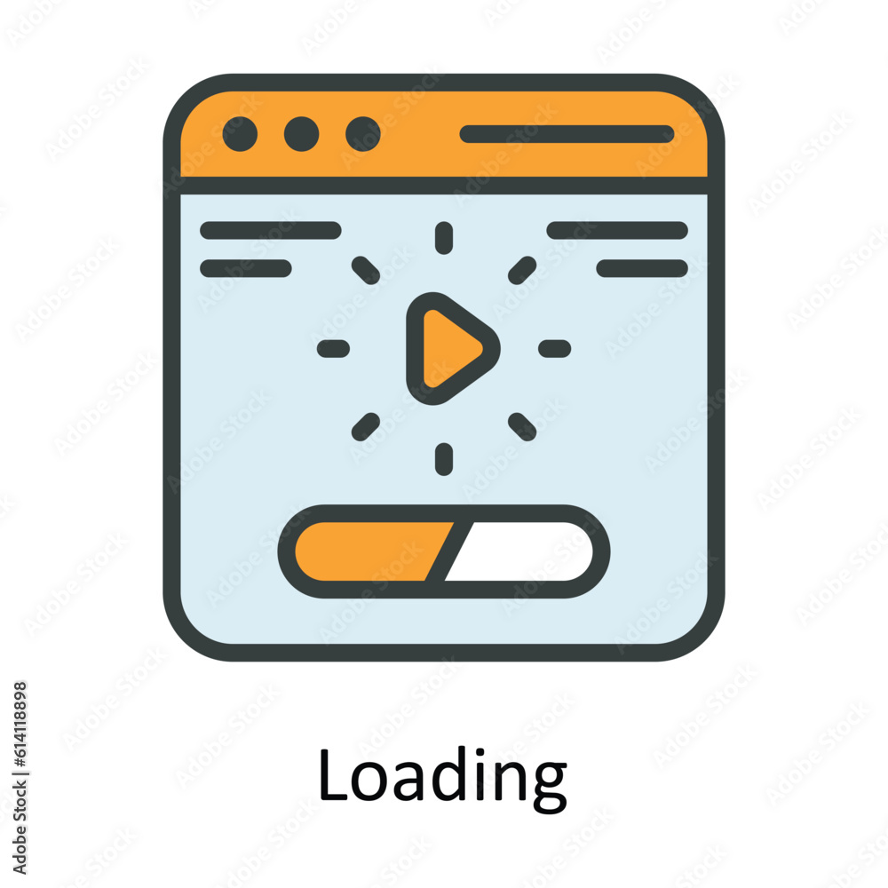 Poster loading vector fill outline icon design illustration. network and communication symbol on white back