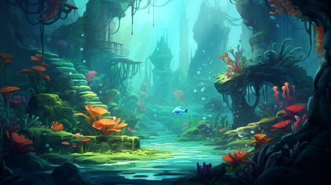 mysterious swamp game background horror rayman legends style HD wallpaper