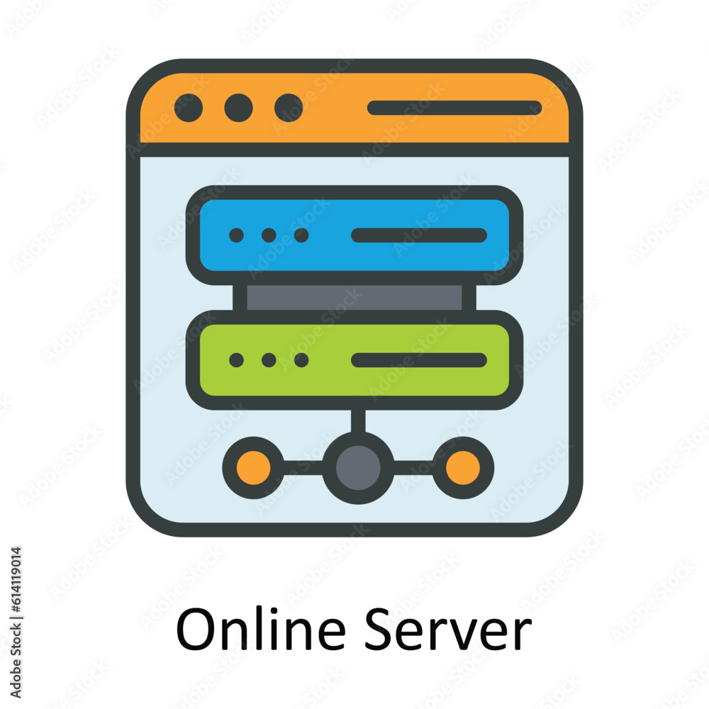 Aufkleber online server vector fill outline icon design illustration. network and communication symbol on whit